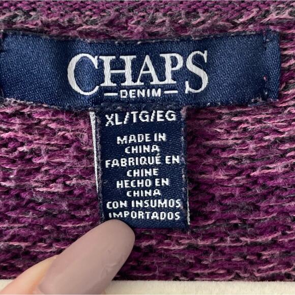 Chaps Purple Striped Cotton-Blend Sweater, Size XL - Picture 2 of 4